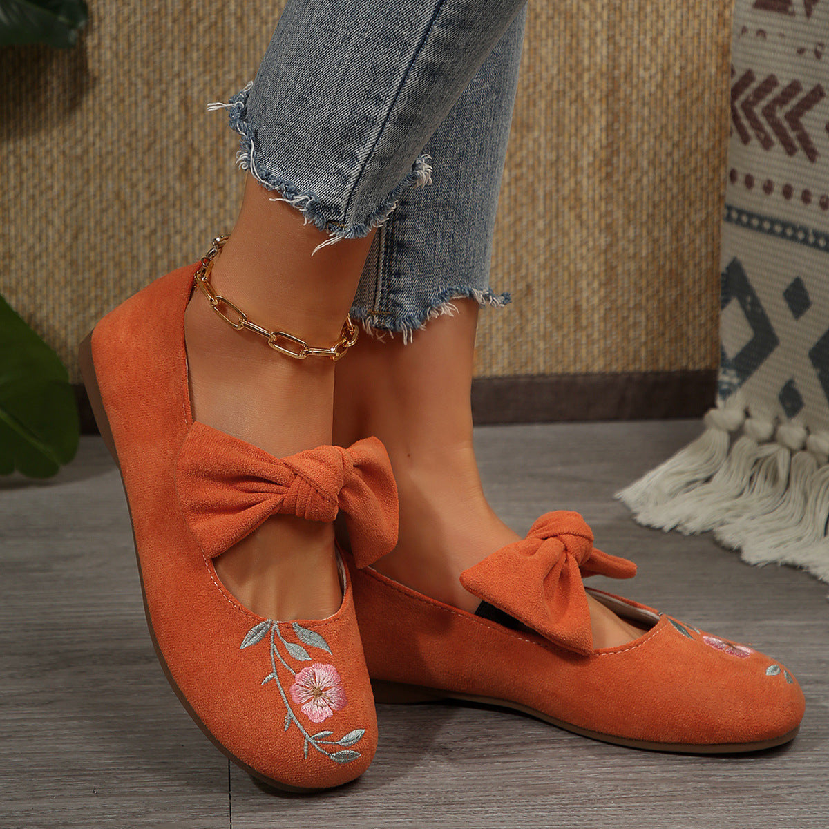 Women's Mary Jane Flats with Large Bow – Cute & Comfortable Everyday Shoes