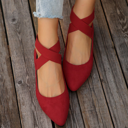 Women’s Elastic Cross Strap Moccasins – Comfortable Slip-On Casual Shoes
