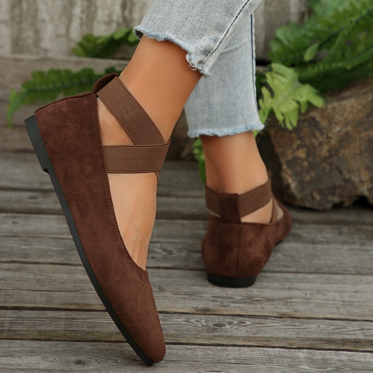 Women’s Elastic Cross Strap Moccasins – Comfortable Slip-On Casual Shoes
