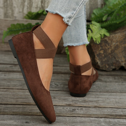 Women’s Elastic Cross Strap Moccasins – Comfortable Slip-On Casual Shoes