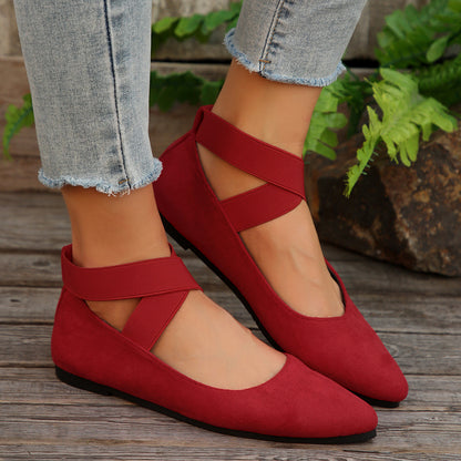 Women’s Elastic Cross Strap Moccasins – Comfortable Slip-On Casual Shoes