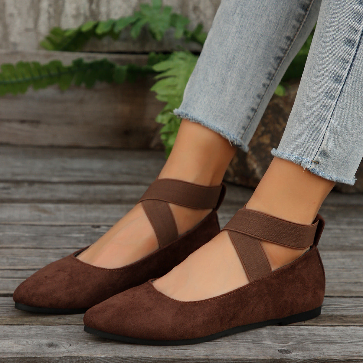 Women’s Elastic Cross Strap Moccasins – Comfortable Slip-On Casual Shoes