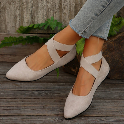Women’s Elastic Cross Strap Moccasins – Comfortable Slip-On Casual Shoes