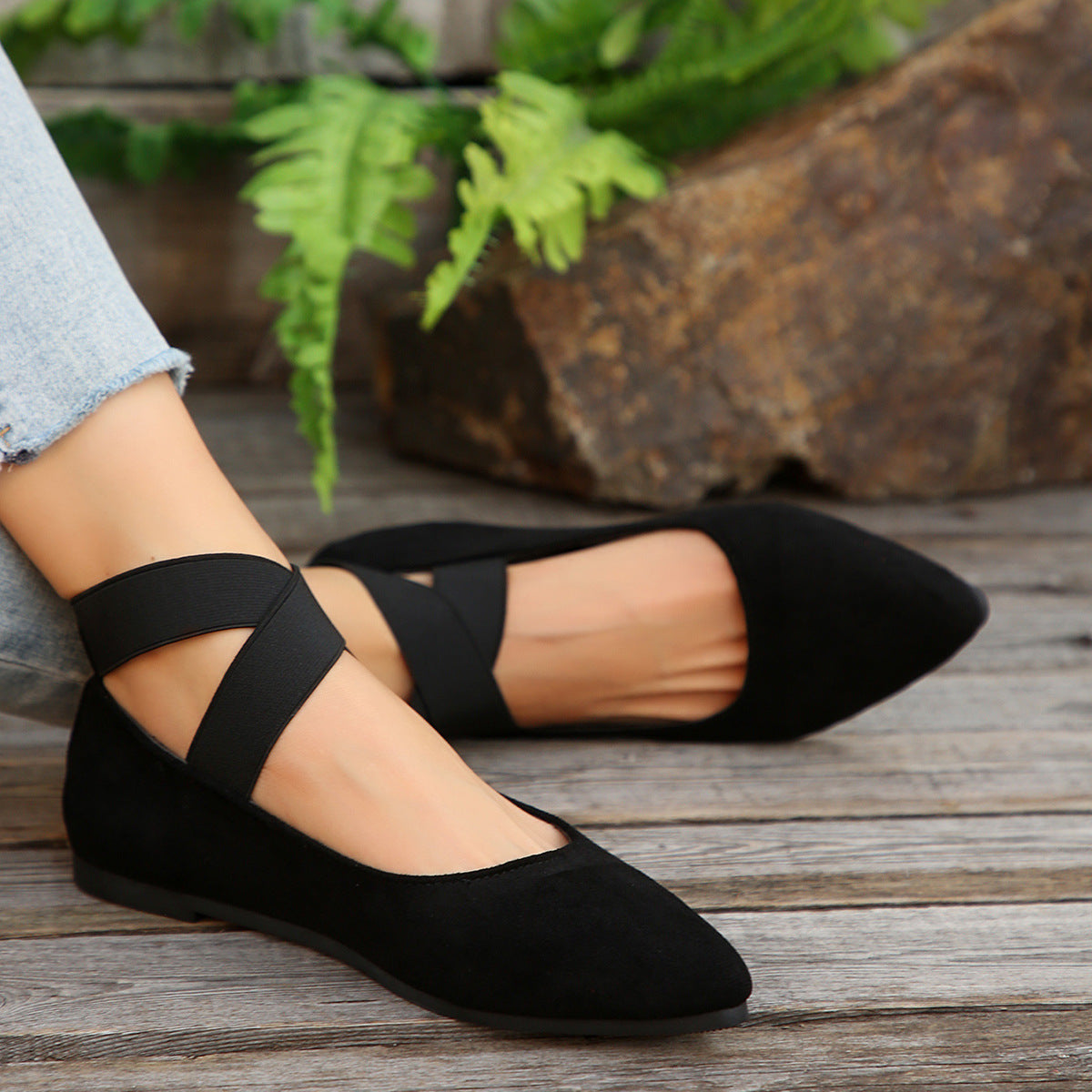 Women’s Elastic Cross Strap Moccasins – Comfortable Slip-On Casual Shoes