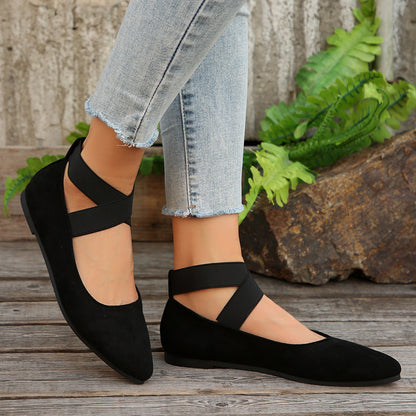 Women’s Elastic Cross Strap Moccasins – Comfortable Slip-On Casual Shoes