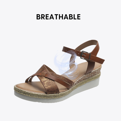 CMF Women Orthopedic Sandals Comfortable Arch Support Breathable Non-slip Dress Sandal Snake Print Summer