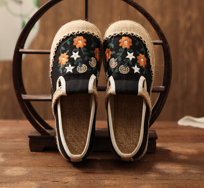 Women's Summer Linen Flats with Floral Embroidery – Breathable & Comfortable-✈️Buy 2 Free Shipping✈️