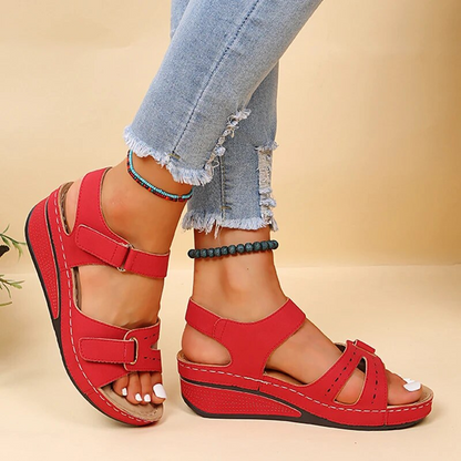 CMF Women Orthopedic Sandals Chic Retro Wedge Sandals Secure Buckle Comfort Sandals