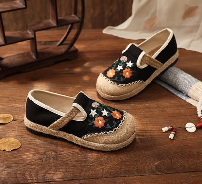 Women's Summer Linen Flats with Floral Embroidery – Breathable & Comfortable-✈️Buy 2 Free Shipping✈️