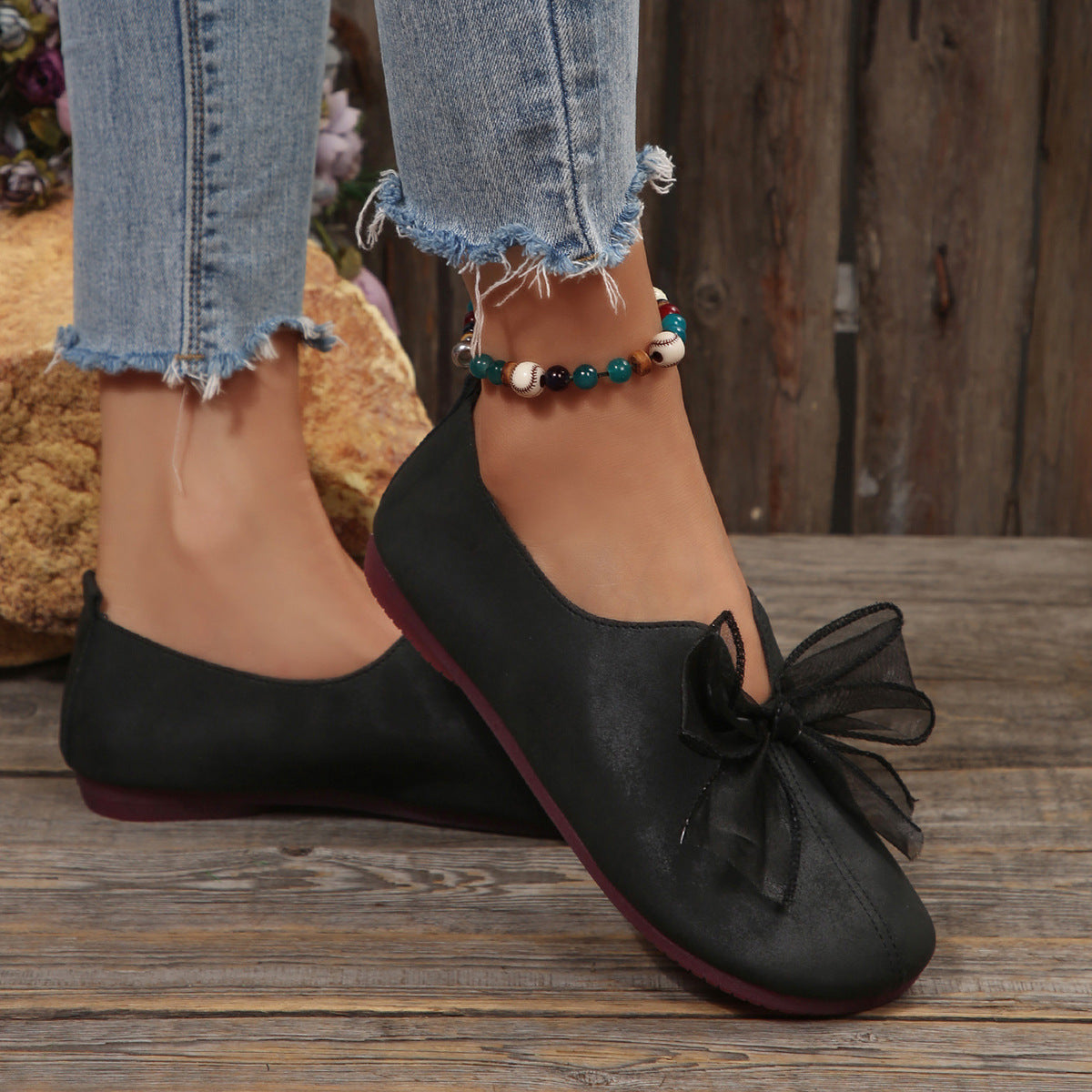 Women's Vintage Mary Jane Flats – 2026 New Round-Toe Soft Sole Shoes with Bow Detail