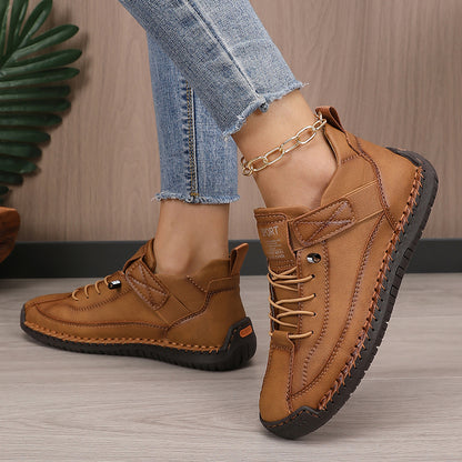 Women's Casual Solid Color Low-Top Sneakers, Outdoor Walking Shoes Suitable for Walking, Running, and Trekking