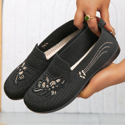 Women's Embroidered Floral Comfort Flat Shoes