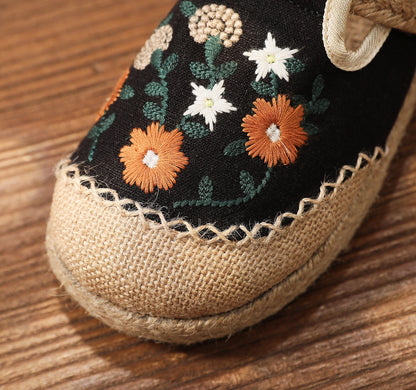 Women's Summer Linen Flats with Floral Embroidery – Breathable & Comfortable-✈️Buy 2 Free Shipping✈️