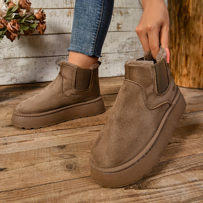 Women’s Warm Slip-On Ankle Boots – Non-Slip Winter Comfort Footwear