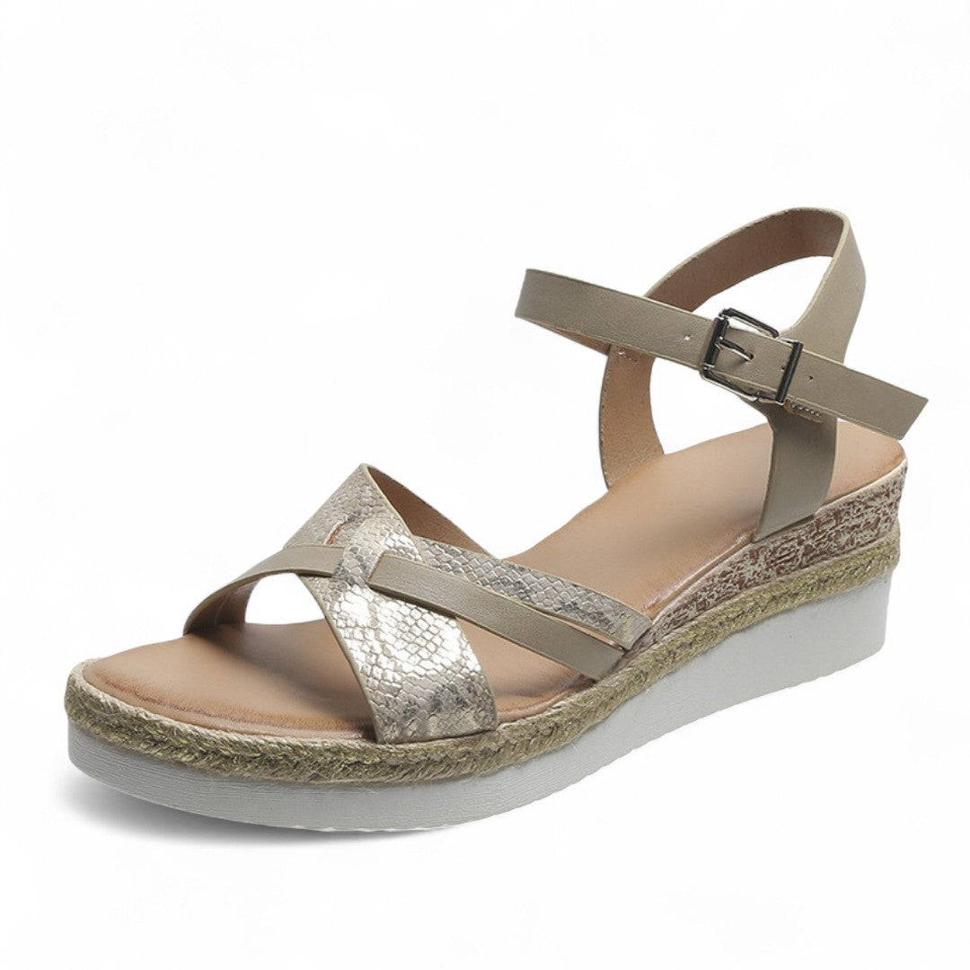 CMF Women Orthopedic Sandals Comfortable Arch Support Breathable Non-slip Dress Sandal Snake Print Summer