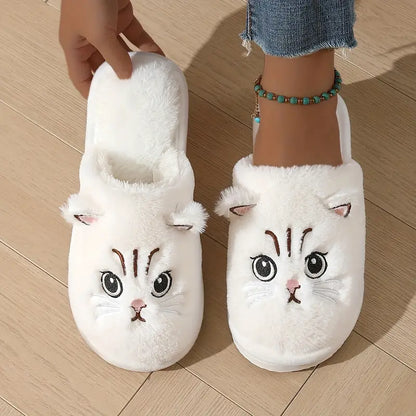 Women’s Warm Cat Slippers – Plush Indoor House Shoes with Non-Slip Sole & Cozy Lining