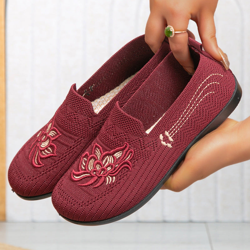 Women's Embroidered Floral Comfort Flat Shoes