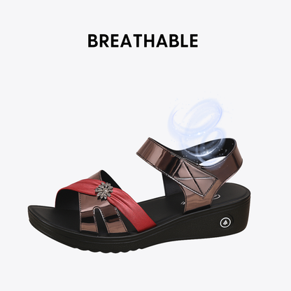 CMF Women Sandals Arch Support Stylish Low Heel Metal Secure Fit Non-slip Velcro