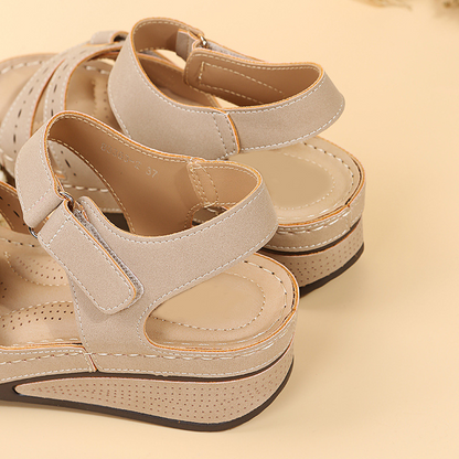 CMF Women Orthopedic Sandals Chic Retro Wedge Sandals Secure Buckle Comfort Sandals