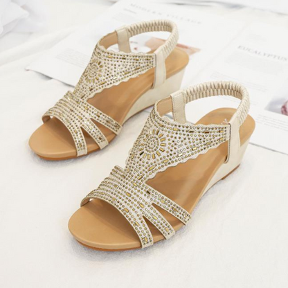CMF Orthopedic Women Wedge Sandals Rhinestones Vintage Summer Beach Sandals