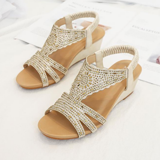 CMF Orthopedic Women Wedge Sandals Rhinestones Vintage Summer Beach Sandals