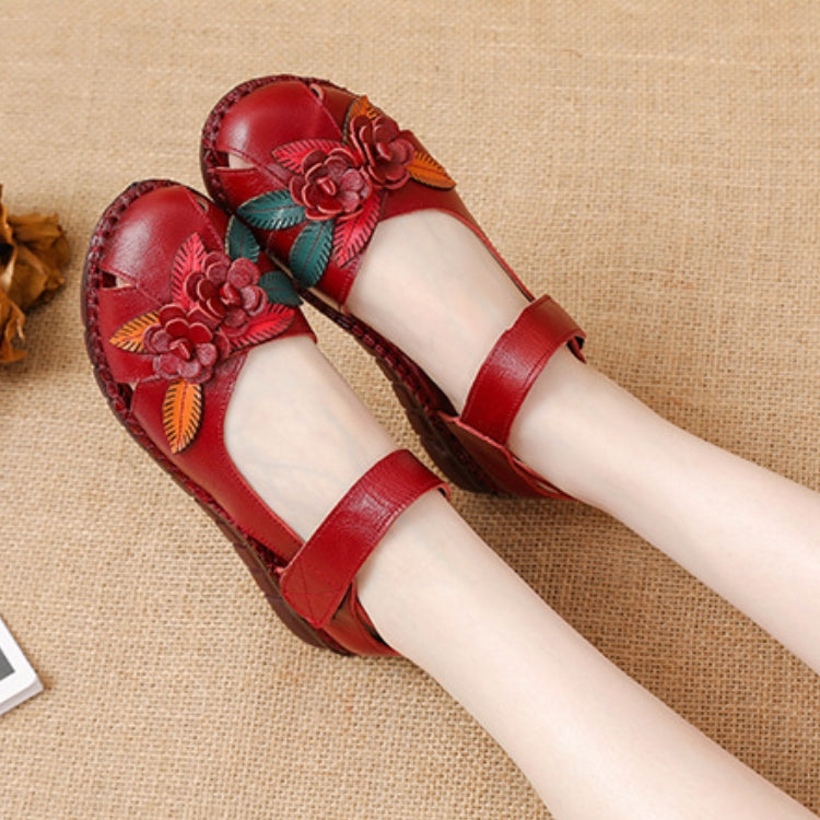 Women’s Genuine Leather Comfort Sandals – Handmade Floral Soft Non-Slip Sole