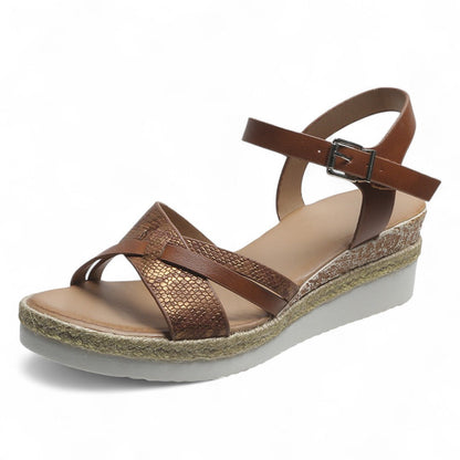 CMF Women Orthopedic Sandals Comfortable Arch Support Breathable Non-slip Dress Sandal Snake Print Summer