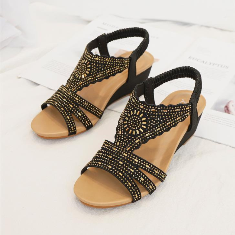 CMF Orthopedic Women Wedge Sandals Rhinestones Vintage Summer Beach Sandals