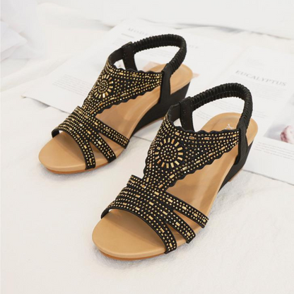 CMF Orthopedic Women Wedge Sandals Rhinestones Vintage Summer Beach Sandals