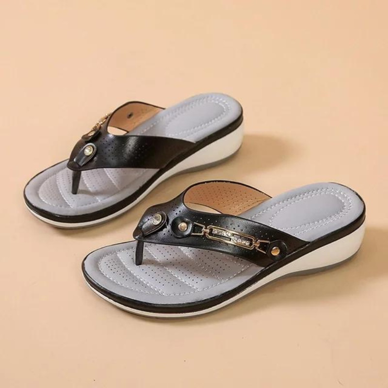 CMF Women Orthopedic Sandals Comfy Thong Wedge Beach Flip Flop