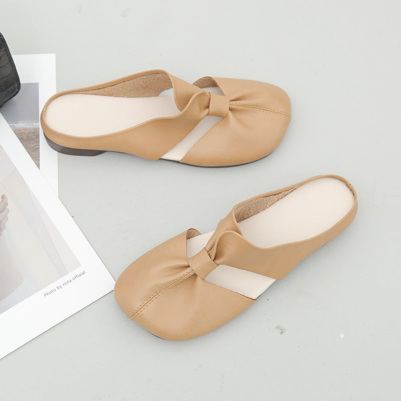 Women's Soft Leather Comfort Flats – Vintage-Inspired Slip-On Shoes