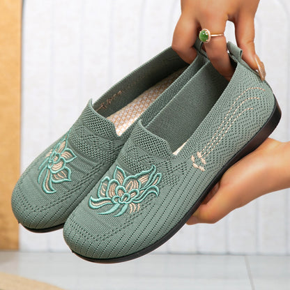 Women's Embroidered Floral Comfort Flat Shoes
