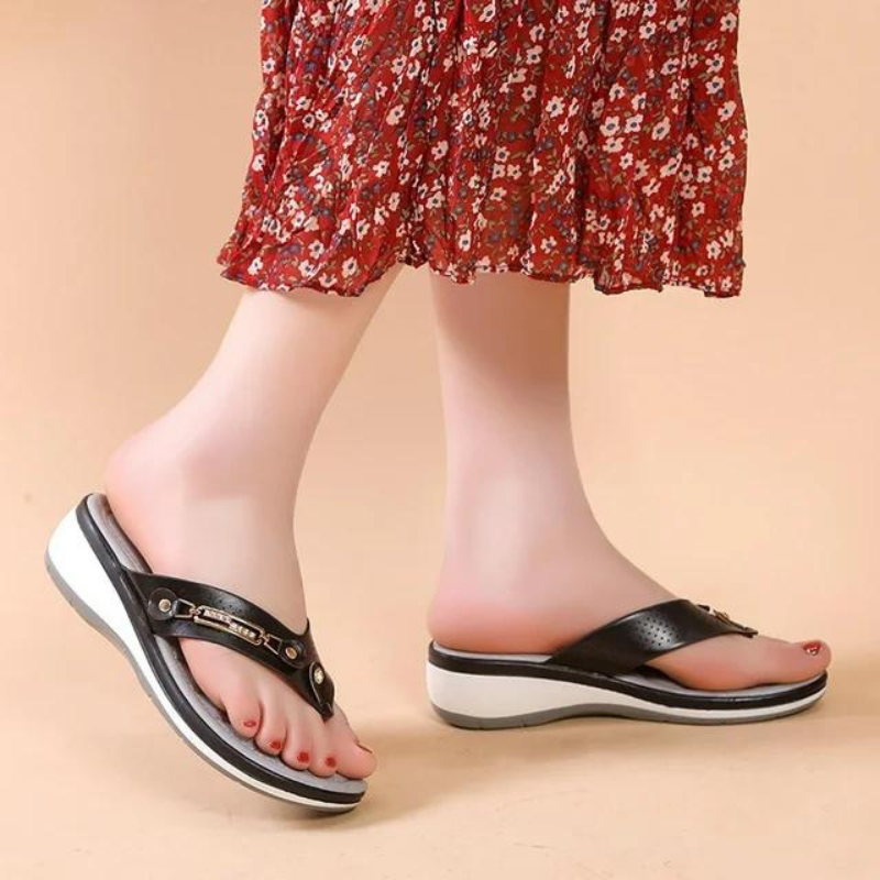 CMF Women Orthopedic Sandals Comfy Thong Wedge Beach Flip Flop