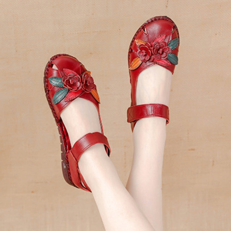 Women’s Genuine Leather Comfort Sandals – Handmade Floral Soft Non-Slip Sole