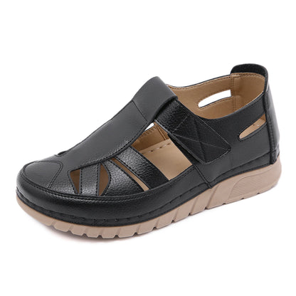 Soft PU Leather Closed Toe Vintage Anti-Slip Sandals