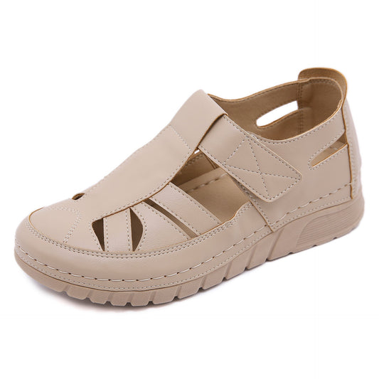 Soft PU Leather Closed Toe Vintage Anti-Slip Sandals