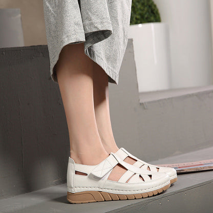 Soft PU Leather Closed Toe Vintage Anti-Slip Sandals