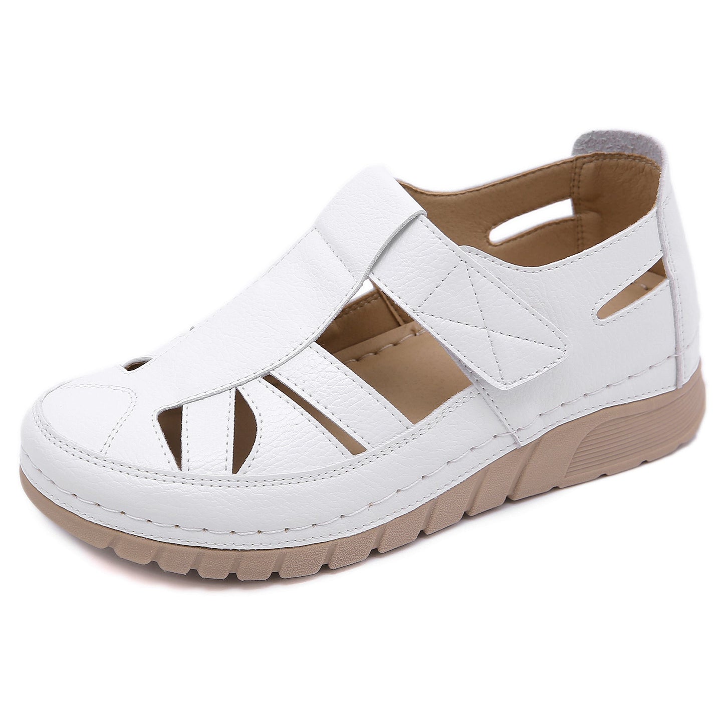 Soft PU Leather Closed Toe Vintage Anti-Slip Sandals