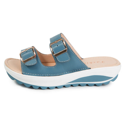 CMF Orthopedic Women Sandals Comfort Soft Cushioning Double Buckle Summer Slides