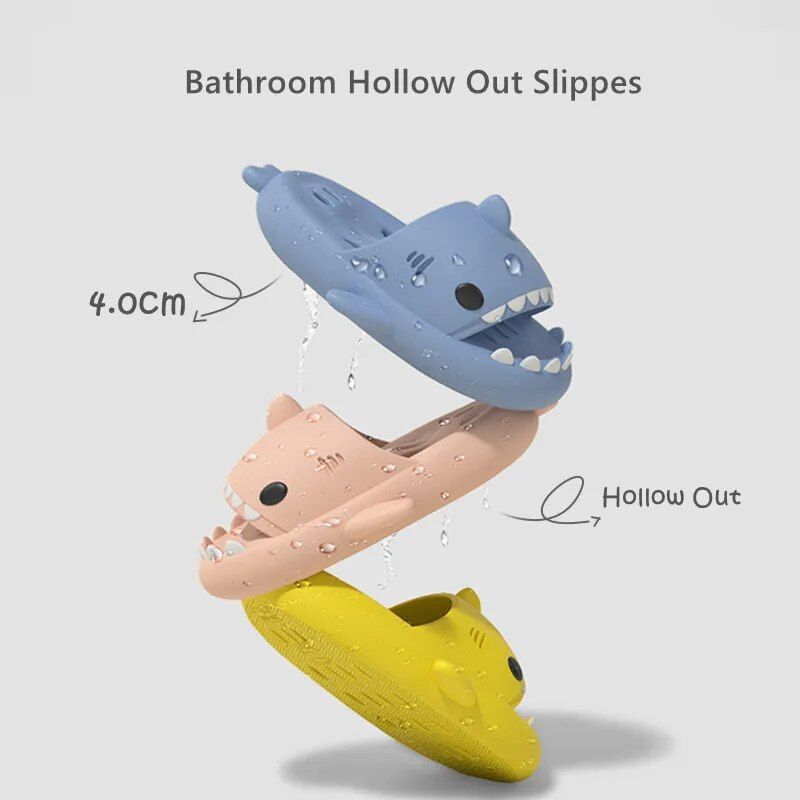 CMF Women Home Slippers Cute Shark Hollow Out Sole Waterproof Non-slip Home Slides