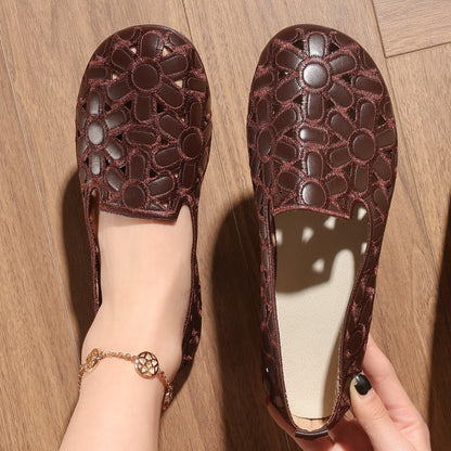 Women's Summer Embossed Flat Loafers – Breathable Square-Toe Slip-On Shoes