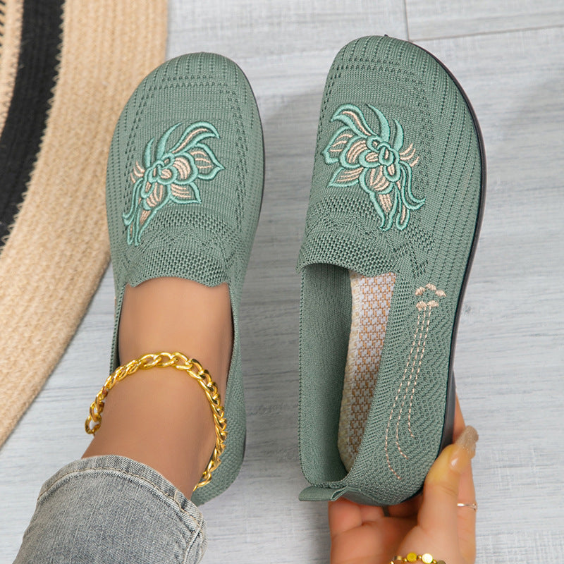 Women's Embroidered Floral Comfort Flat Shoes