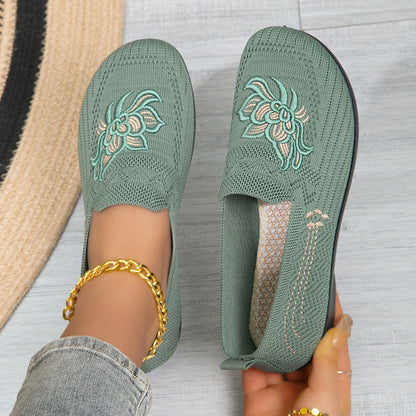Women's Embroidered Floral Comfort Flat Shoes