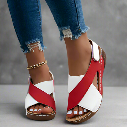CMF Women Sandals Arch-support Breathable Cross-Strap Leather Anti-skid Summer