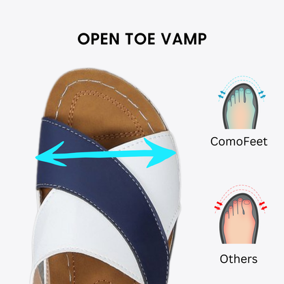 CMF Women Sandals Arch-support Breathable Cross-Strap Leather Anti-skid Summer