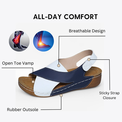 CMF Women Sandals Arch-support Breathable Cross-Strap Leather Anti-skid Summer