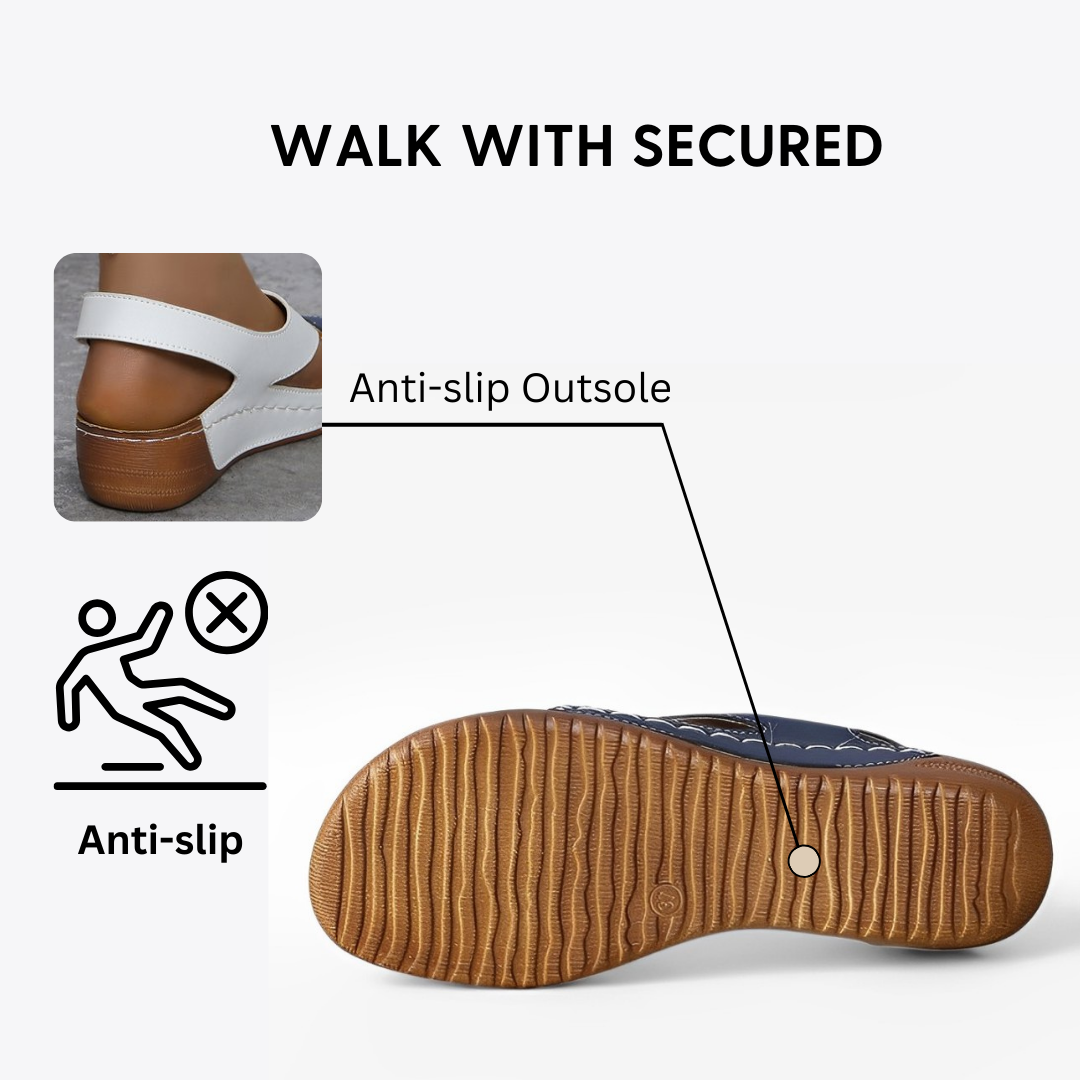 CMF Women Sandals Arch-support Breathable Cross-Strap Leather Anti-skid Summer