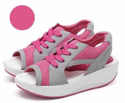 🔥Happy Mother's Day Limited Time Half Price Offer🔥 Contrast Paneled Cutout Lace-up Muffin Sandals-Buy 2 Free Shipping