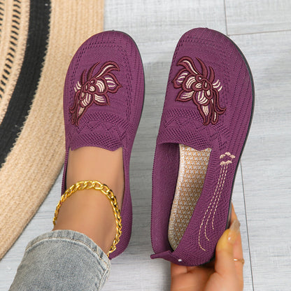 Women's Embroidered Floral Comfort Flat Shoes