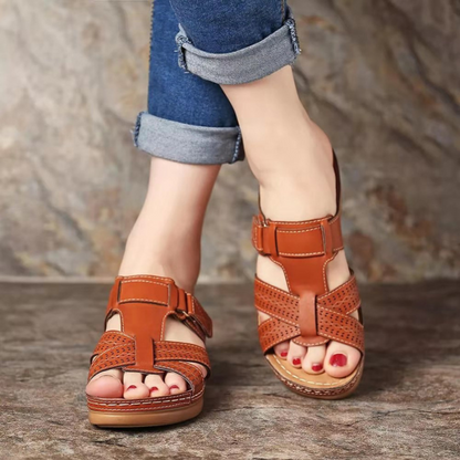 CMF Orthotic Women Wedge Sandals Comfy Open Toe Hollow out Retro Beach Sandals